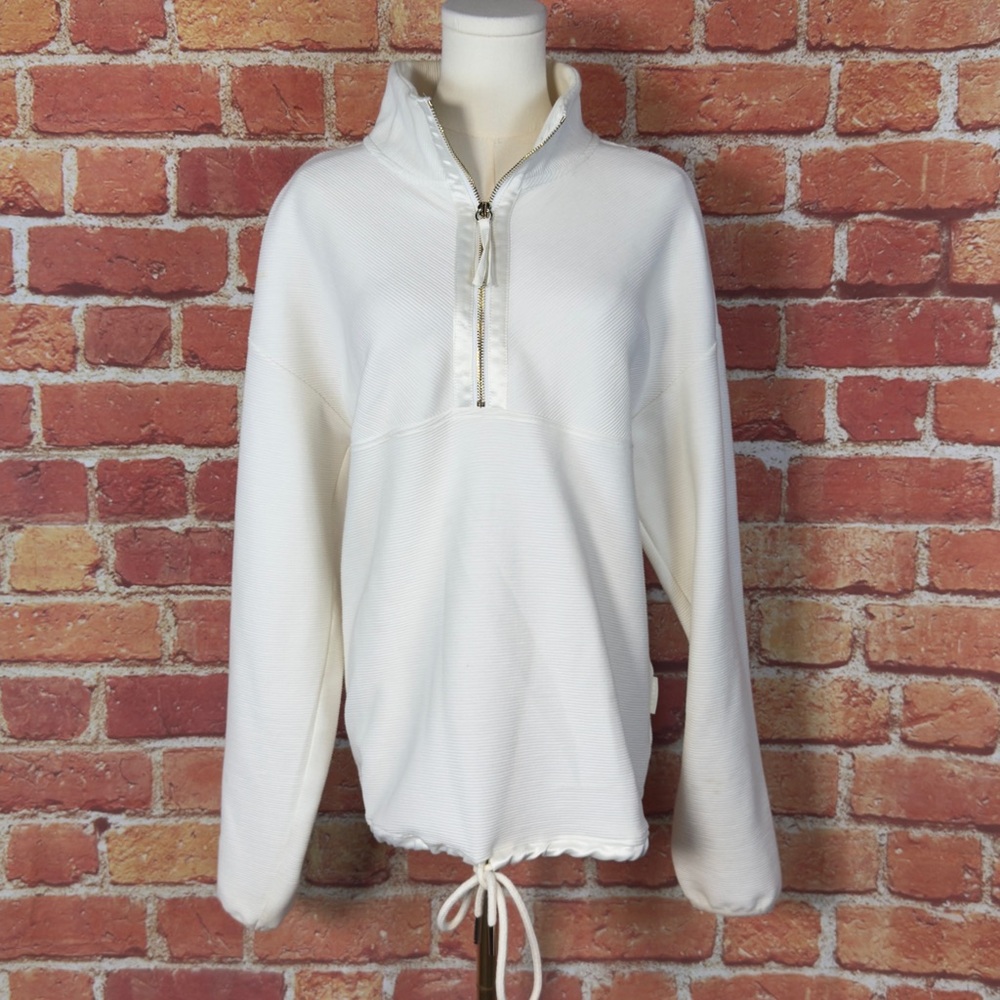 Varley Cream Ribbed 1/4 Zip Pullover Long Sleeve Sweater Women’s Size‎ XS